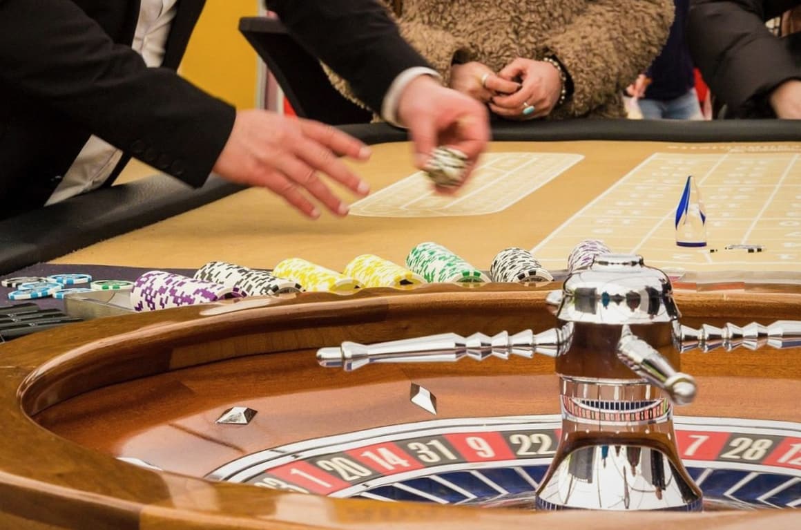 Roulette wheel on a casino table