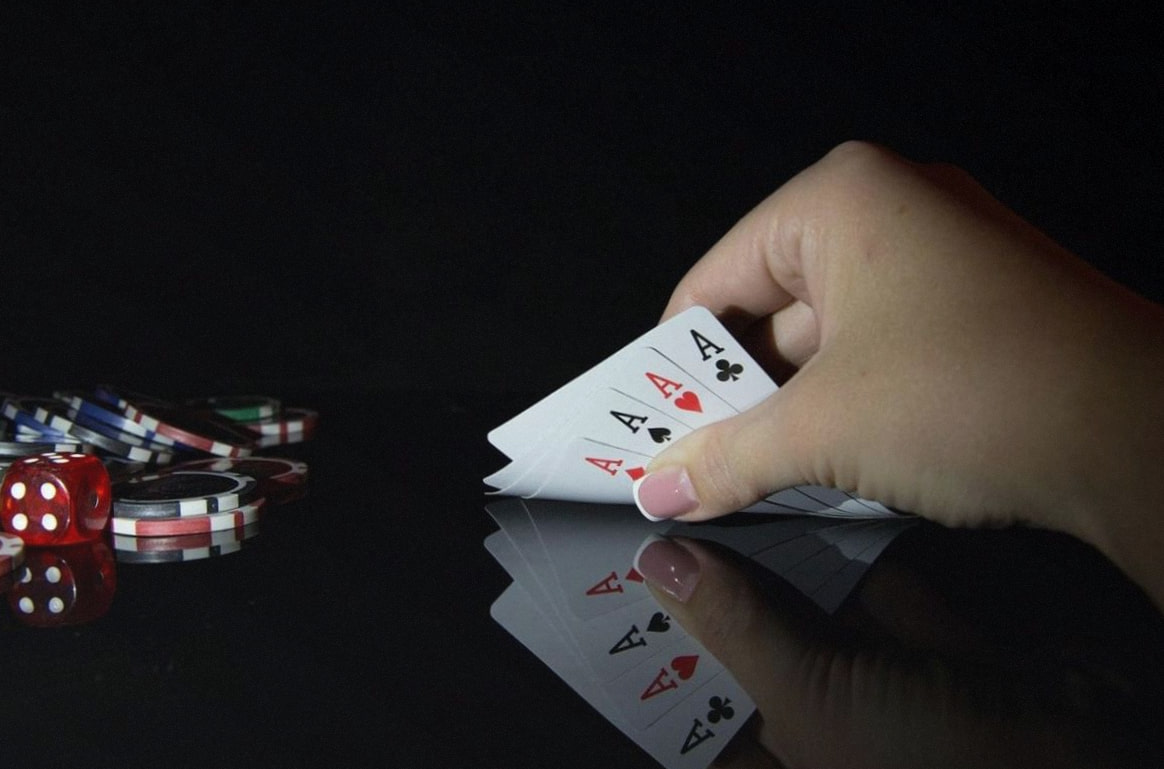 Playing cards dealt for a blackjack hand
